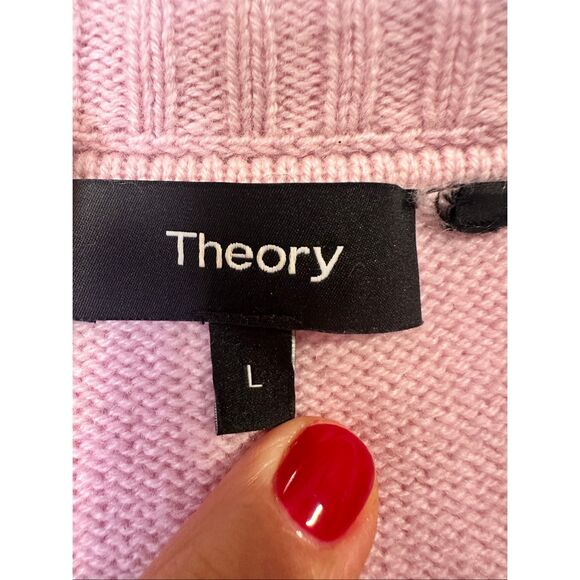 Theory Women’s Patel Pink Cashmere Crewneck Sweater, size Large - Picture 6 of 7